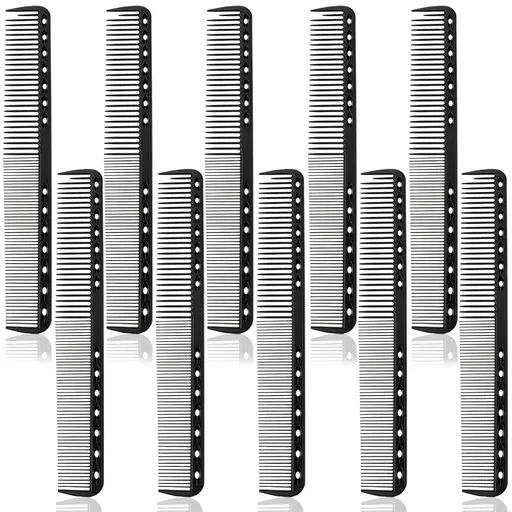 10PCS Cutting Combs for Hair Stylist, Carbon Fiber Hair Combs Fine Tooth Comb Barber Comb Heat Resistant Carbon Fiber Professional Salon Hairdressing for Salon Stylist Men and Women Black