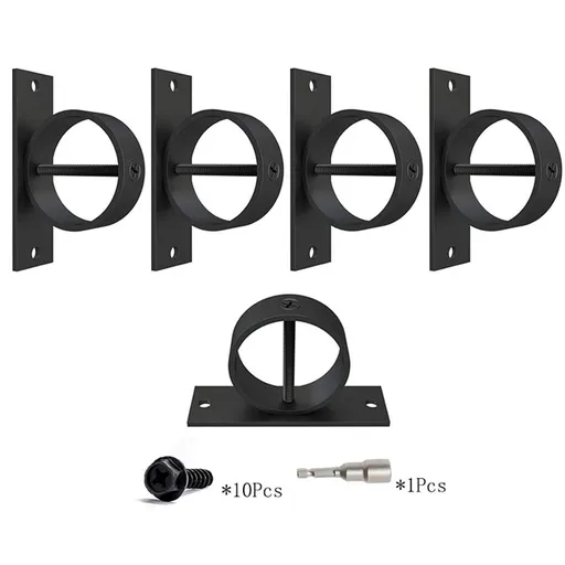 4 Packs 2inch Black Rope Support Holder with Cross Screw Securing Rope Drop Ring Brackets Stainless Steel Decorative for Hemp Rope Fencing Stair Deck Railing Ceiling Hook