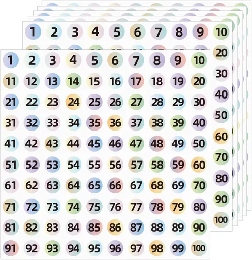 3000Pcs Consecutive Number Stickers, 0.4 inch Small Round Numbered Stickers, 1 to 100 Vinyl Consecutive Number Labels for Storage/Organizing/Boxes/Indoor/Outdoor(Gradient Color)