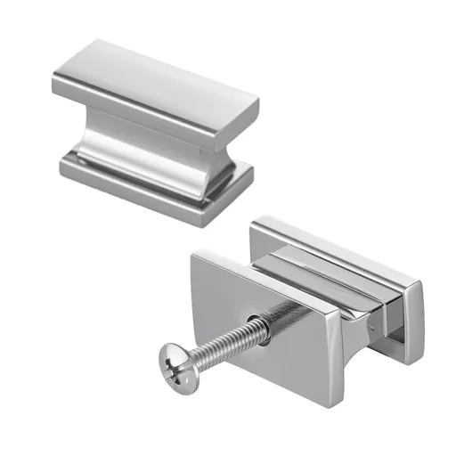 Cabinet Knobs, 10 Pack, 36 mm Zinc Alloy Drawer Pulls Door Handles, Rectangular Kitchen Dresser Solid Knobs, Cupboard Hardware with Screws for Bathroom Closet Cabinets Drawers, Chrome Color