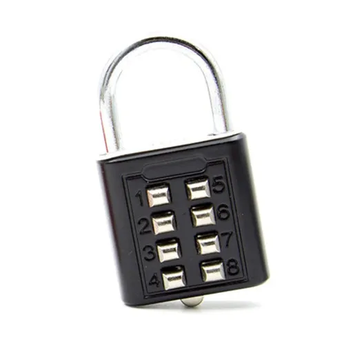 8-Digit Push Button Combination Padlock Keyless - Portable Code Lock with 4-Digit Locking Password Mechanism for Suitcase Backpack