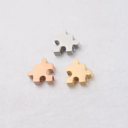 3Pcs 10mm Stainless Steel Irregular Puzzle Beads Spacer Bead for Necklace Women DIY Making for Bracelet Necklace Jewelry