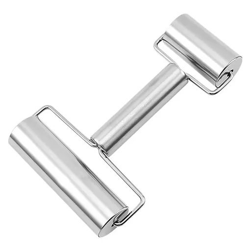 Double Head Pizza Roller, Stainless Steel Dough Rolling Tool 10.5/6cm Dual Length Design, Labor Saving Handheld Roller for Pizza, Pie, Pastry, Pasta and Baking Dough Processing,Silver