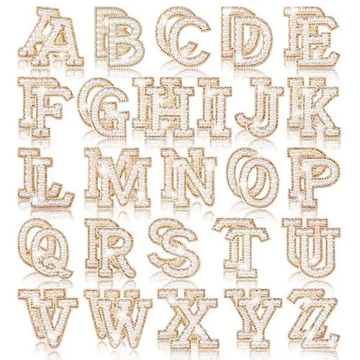 Pearl Rhinestone Letter Patches A-Z Bling Rhinestone Letter Stickers Glitter Rhinestone Alphabet Appli