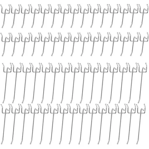 60 Pcs Metal Wall, 5 and Hardware Stores Supermarket Shelves Hooks for Perforated Panels Mounted Perforated Panel Hooks, 10 cm