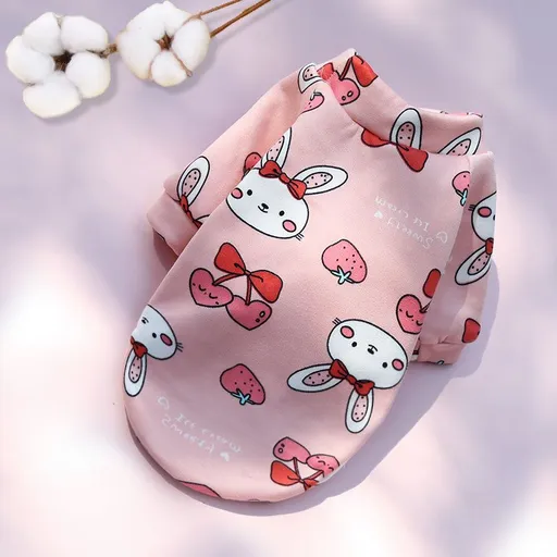 Shine Pet Sweatshirt Cartoon Print Two Leg 227 legs composite velvet powder Cherry rabbit 2XL (method bucket version 58cm back length 40cm)