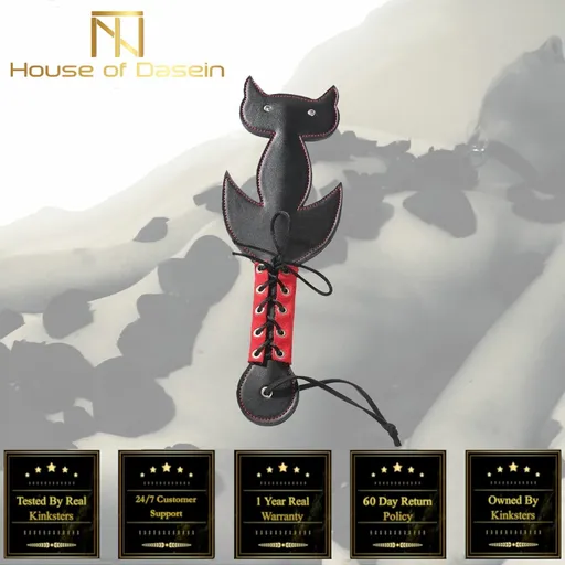 House Of Dasein Bdsm Novelty Spanking Cat Paddle Lace Up Handle Kitten Kink Fetish - Red