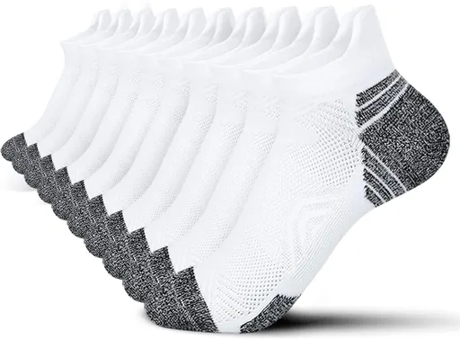 5 Pairs Athletic Ankle Womens Socks Running Compression Socks for Women Cozy Low Cut Performance Soft Tab Socks White