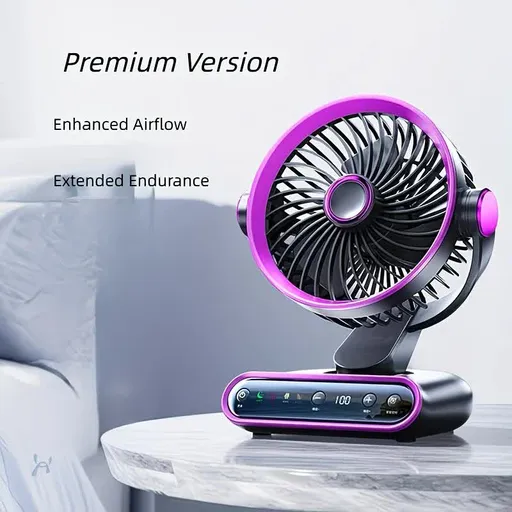 Grayish Purple AI Smart Circulating Fan: 4 Modes + Silent Airflow, Your All-Scenario Cooling Companion。
