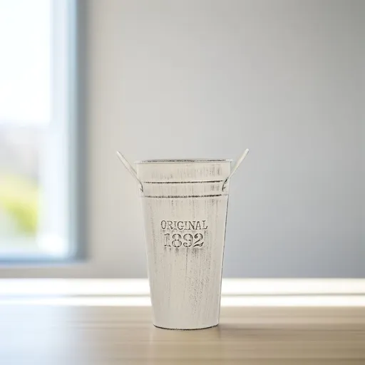 Iron Flower Pot Lightweight Retro Design 14.50X14.50X25.00cm White