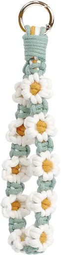 Boho Macrame Keychain Wristlet Keychain Weave Exquisite Keyring Holder Bracelet Handmade Wrist Lanyard for Women