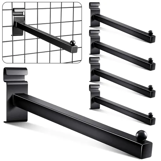 Gridwall Hooks 12 Inch Grid Wall Hangers Display Peg Hooks Slat Wall Accessories for Wire Panels Shelf(5 Pcs,Black)