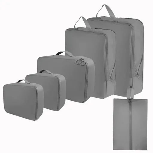 6-Piece Waterproof Travel Storage Bags Organizer for Suitcase, Gray, Compatible with Travel and Vacation