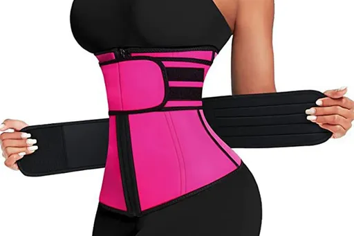 Sweat Waist Trainer for Women Sauna Sweat Belt Slim Body Shaper Corset - Magenta & XL