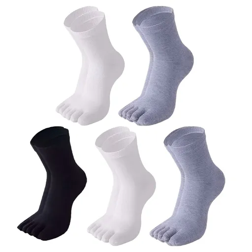 5 Pairs Absorbent Sweat Five-Finger Toe Sock Men Cotton Sports Running Socks