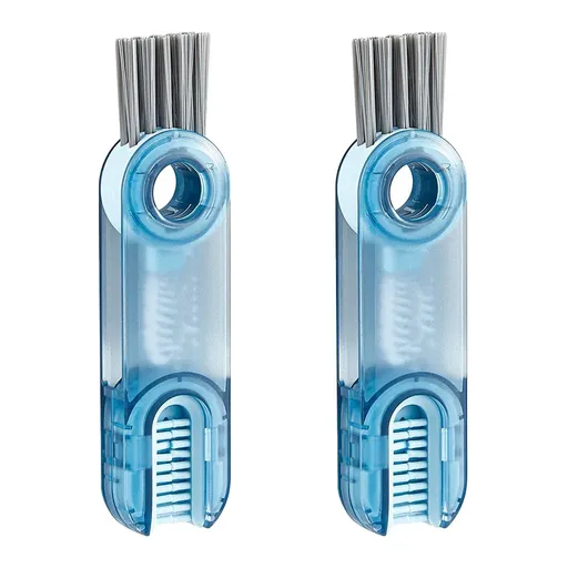 1/2pcs 3-in-1 U Shaped Bottle Thermos Cup Cleaning Brush with Rotating Heads - 2pcs-Blue
