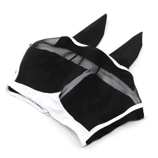 Breathable Horse Face Mask - Mosquito, Insect, and Fly Protection - Equestrian Racing Head Cover - Black - M