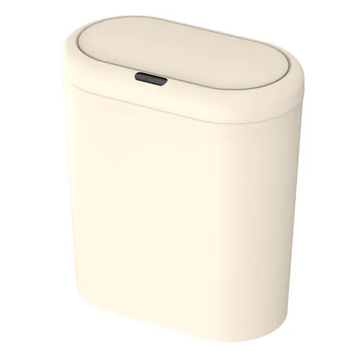 Beige Smart Sensor Trash Can – 15L Capacity, Compact Design for Home Use with Automatic Induction Opening(Three sensor modes)