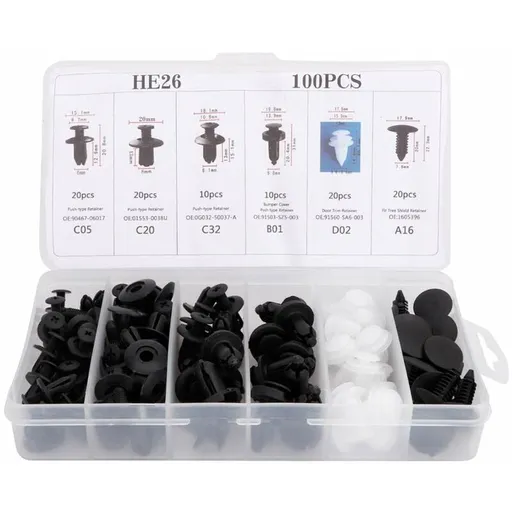 100 pcs Universal Door Trim Clip, Plastic Car Push Rivet Kit Door Card Panel Trim Clips Bumper Fastener Retainer