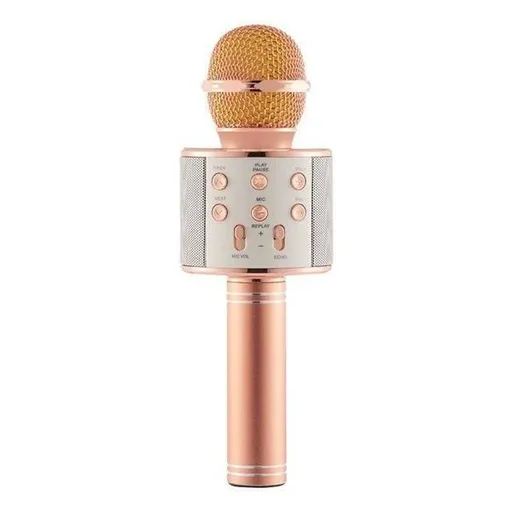 Handheld Wireless Bluetooth Microphone with Speaker for IOS Android Phone Computer 1800mAh Battery Rose Gold