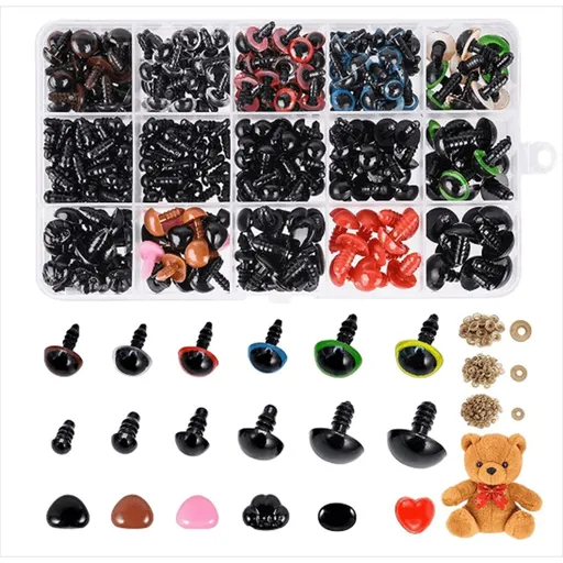 580pcs Doll Safety Eyes Noses,Colorful Safety Eyes Noses for Crafts Crochet Stuffed Animals Plastic Multicolor 6mm 10mm 12mm 14mm 16mm 18mm