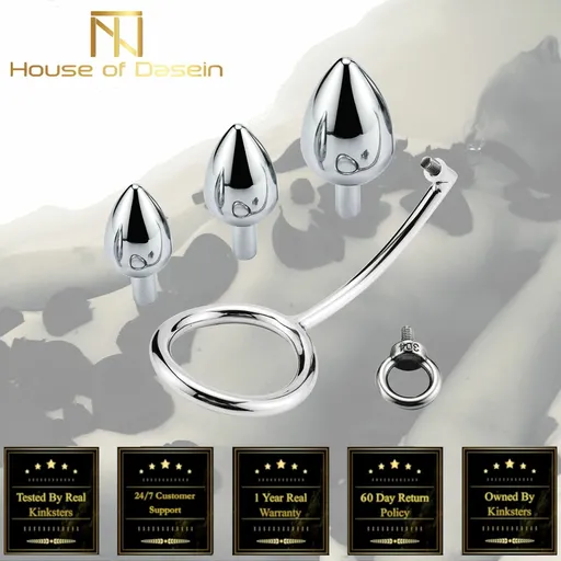 House Of Dasein Stainless Steel Anal With Cock Metal Butt Plug Penis Ring - M