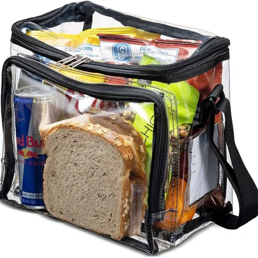 Stadium Approved Clear Tote Bag with Adjustable Strap, Front Storage Compartment, and Mesh Pockets - lunch Bags