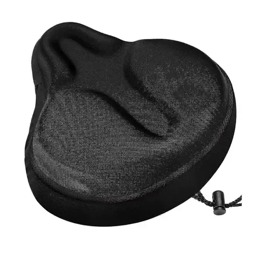 Extra-Wide Gel Padded Bicycle Seat Cushion Cover with Silicone Foam and Shock Absorption for Cruiser, Exercise and Road Bikes, Black