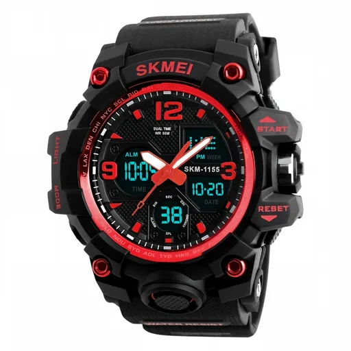 Men Analog Digital Military Sports Watch, 50M Waterproof Outdoor Wrist Watch with Backlight Stopwatch Alarm