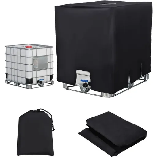 IBC Water Tank Cover Waterproof UV Resistant 420D Tarpaulin with Zipper, 300 L