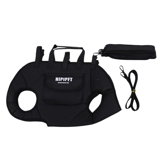 Black 4-in-1 Multi-Functional Pet Carrier Bag with Detachable Strap & 1.5M Traction Rope - Lightweight Breathable Travel Sling for Cats & Dogs - Sizes S(Up to 4kg)