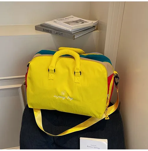 Dopamine Color-Blocking Bag Large Capacity Travel Bag Travel Accessories - Yellow - Size 25L
