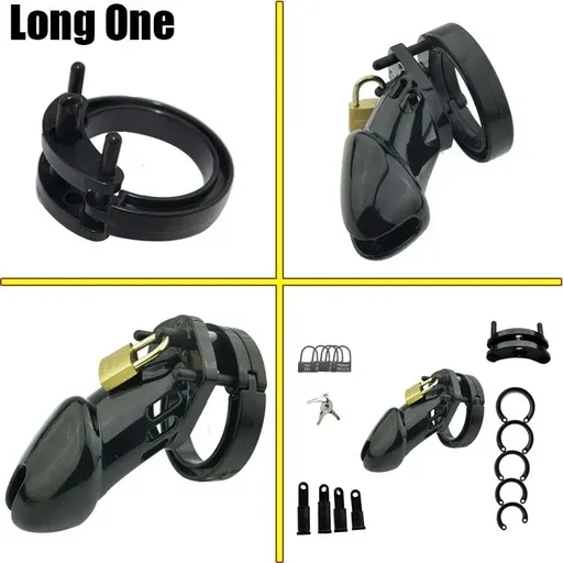 House Of Dasein Plastic Male Chastity Locking Cock Cage Bondage Kink Fetish Restraints - Black - Long