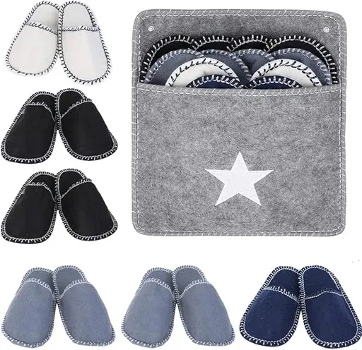 House Slippers - 6 pairs - 3 sizes - Guest Slippers - House Slipper Set - Fleece Wool - Non-slip - Disposable Slippers - Washable - Spa Slippers - Suitable for families - Hotels & travel