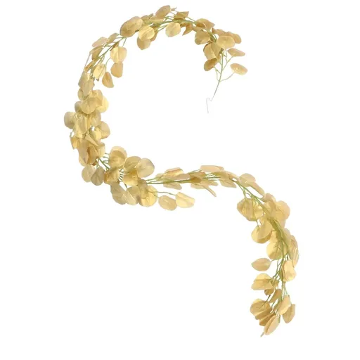 Elegant Golden Plastic Garland with Glitter Eucalyptus Leaves for Wedding Party Decorations, 1Pc