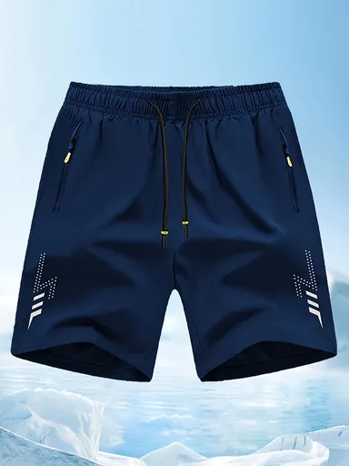 Men'S Athletic Shorts Gym Shorts Running Shorts Side Pocket Shorts Zippered - Cyan - Size XXL