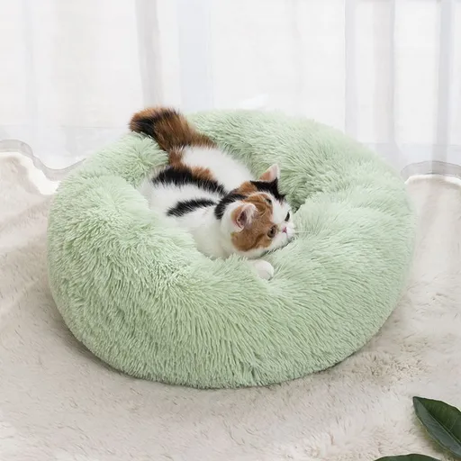 Qianxun pets Round Plush Pet Bed 40 cm Fruit Green Diameter 50 cm