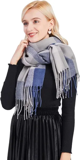 women's scarf-Women's scarf-women's winter scarf - warm winter scarf - wrap-long-soft-warm checkered wrap-scarf for winter.