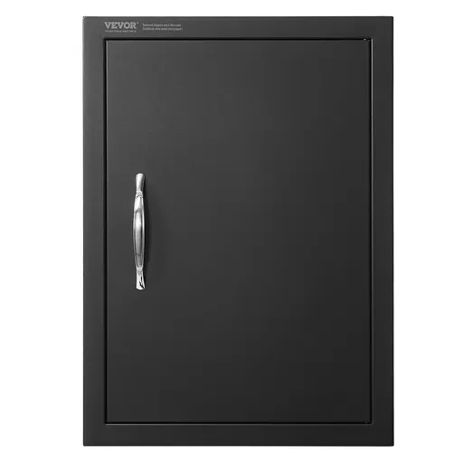 BBQ Access Door 415 x 570 mm - Flush Mount Outdoor Kitchen Cabinet Door Matte Black Reversible for BBQ Island