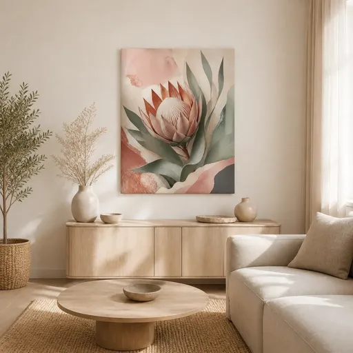 Protea Hush Stretched Canvas Wall Art - Portrait - 40W x 50H cm