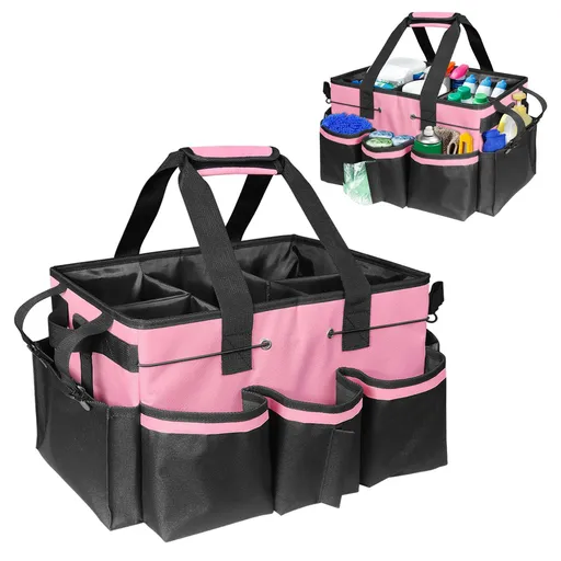 Cleaning Caddy,Large Cleaning Bags for Housekeepers,Cleaning Supplies Organizer with Handle Widely used,Pink