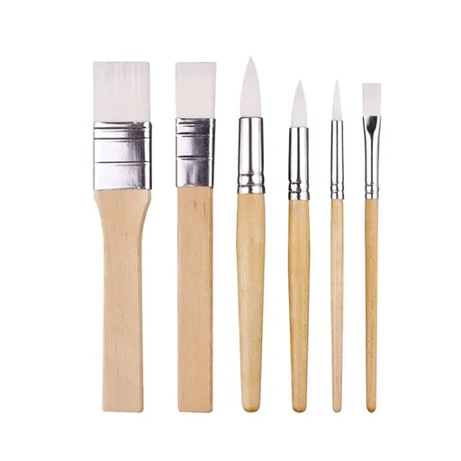 Stencil Brushes Set, 6 Pcs Wooden Handle Template Brushes for Wood Wall Model House Painting, Stencil Projects, Card Making, DIY