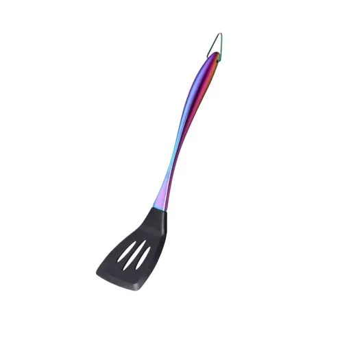 Stainless Steel Frying Spatula Non-Stick Pan Compatible Shovel for Home Kitchen Cooking Flipping Indoor Outdoor Barbecue Use Multi-Color Handle Design General Audience