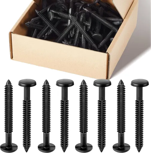 36 Pcs 3 Inch Vinyl Shutter Fastener Window Panel Peg Lok Pin Pegs Screws Shutter Spikes Anchor (Black)