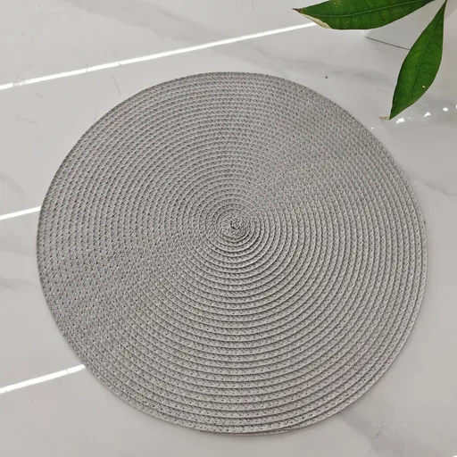 6-pack Round Handwoven Placemats, Multiple Colors, Anti-Slip Heat-Resistant, Home Dining Table Mat, Nordic Style Decorative Mat(GREY)