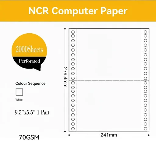 NCR Carbonless Computer Paper Clear Printing Pure Wood Pulp