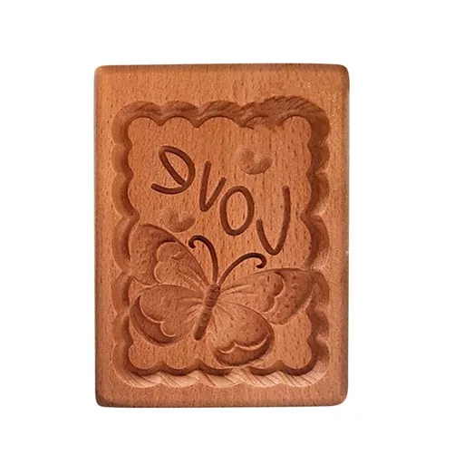 Wooden Cookie Molds, 3D Butterfly Carved Cookie Cutter, Biscuit Embossing Press Stamps for Wedding Kitchen Family Gatherings (Love Butterfly)