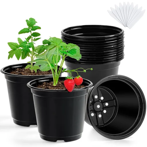 Nursery Pots for Plants,5Inch Plant Pot for Planting Plastic Seedling Pots with Drainage Holes Flower Indoor Seed Starter(15 Pack)