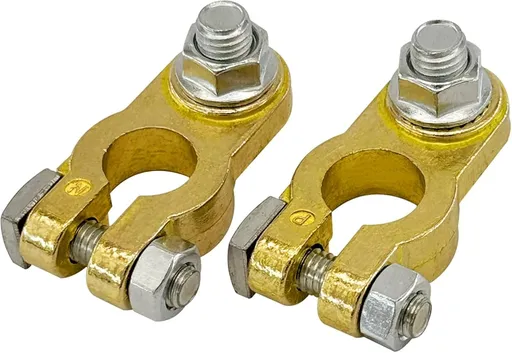Brass Battery Terminal Connectors, Top Post Battery Terminals Connector Battery Cable Ends for Marine Car Boat RV Vehicles (1 Pair)
