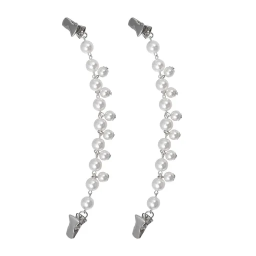 2-Pack White Resin Vintage Sweater Chains, Elegant Cardigan Clips, Stylish Neck Accessories for Women